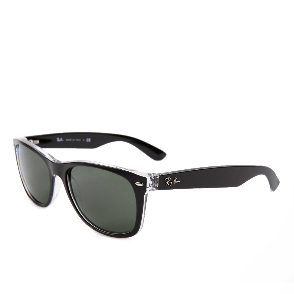 Ray-Ban New Wayfarer RB2132 6052 Clear Matte Black Green