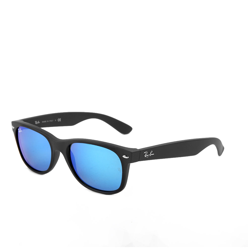 Ray-Ban New Wayfarer RB2132 622/17 Rubber Black Grey Mirrored Blue