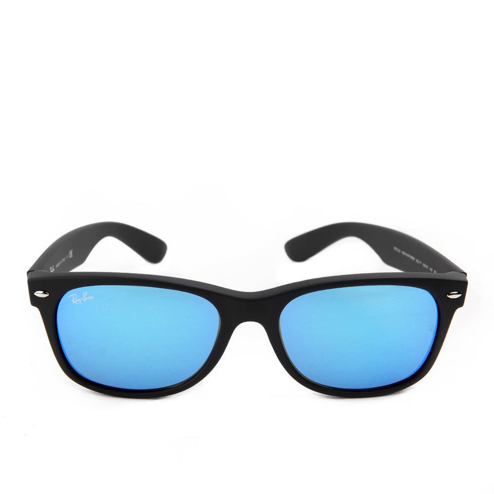 Ray-Ban New Wayfarer RB2132 622/17 Rubber Black Gray Mirrored Blue