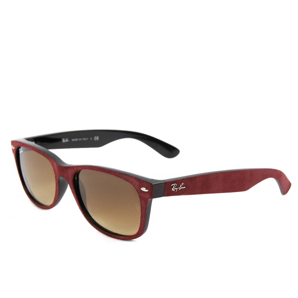 Ray-Ban New Wayfarer RB2132 624085 Black Burdeos Alcantara Brown